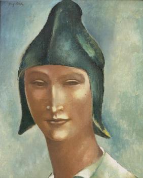 Head of a young man in a pointed hat